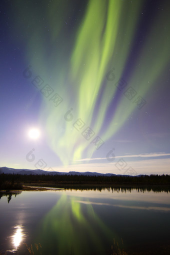 湖泊极光天空摄影插图