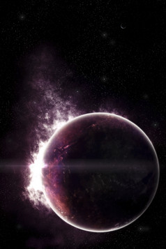 宇宙发光的紫色星球插图