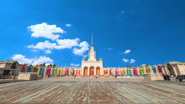 北京地标北京展览馆空镜延时实拍