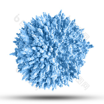 白色背景下详细抽象病毒细胞的三维<strong>绘制</strong>