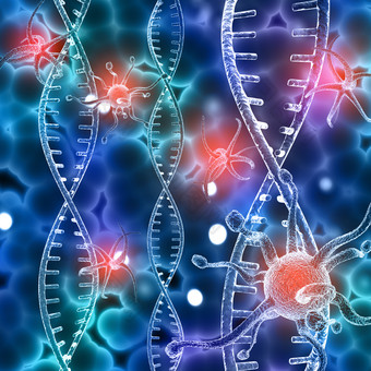 多彩的DNA链条医学医药新冠病毒模型背景