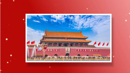 党政红绸图文汇聚标题片头AE模板