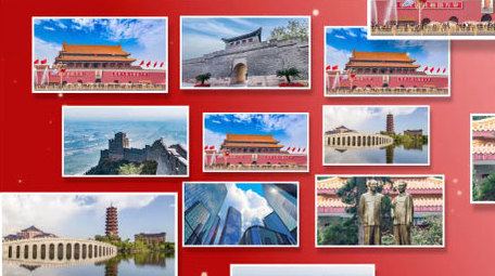 党政红绸图文汇聚标题片头AE模板