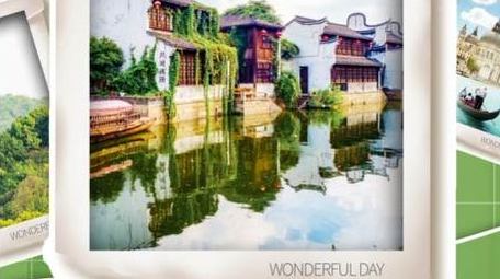 夏日旅游图文框动画展示背景视频