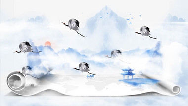 水墨意境背景视频AE模板
