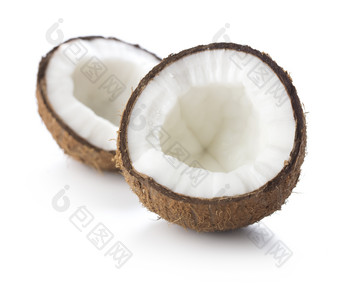 掰开的椰子果实摄影图