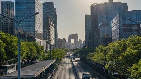 北京央视大楼全景道路交通城市地标延时