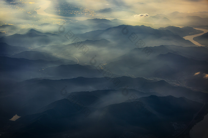 秀美山川河流空中摄影图