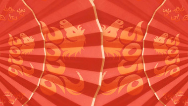 马年喜庆卡通扇子转场动态背景视频