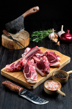 案板羊肉肉食摄影图