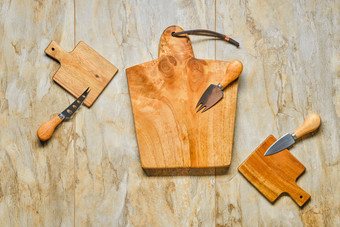 菜刀和木质案板摄影图