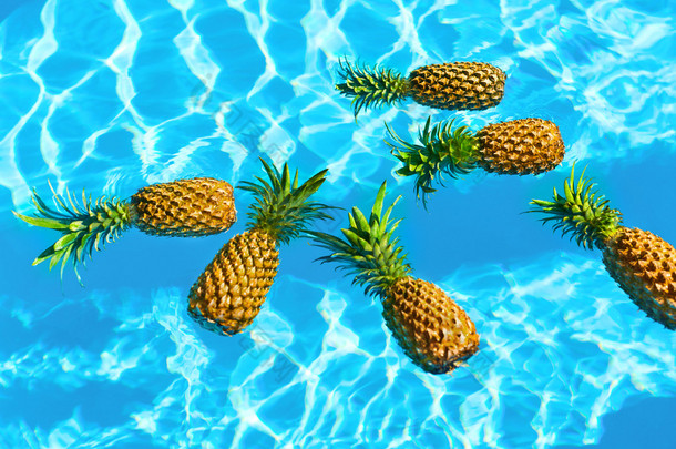 Healthy Food. Fresh Organic Pineapples In Water. Fruits. Nutriti
