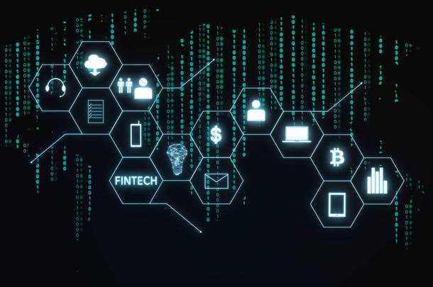 Fintech 图标和物联网 