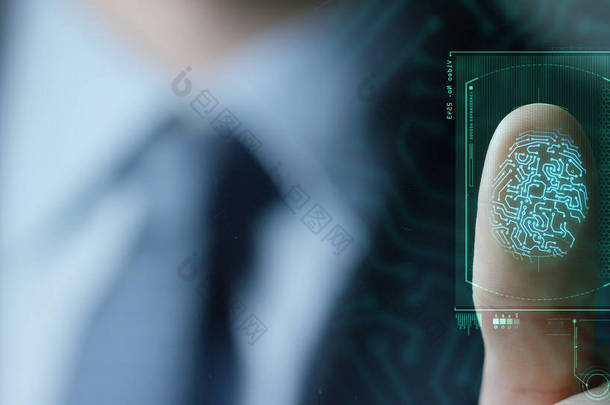 慢扫描指纹生物识别身份和批准的运动。未来的<strong>安全</strong>和密码控制，通过先进技术未来的指纹和控制论的概念