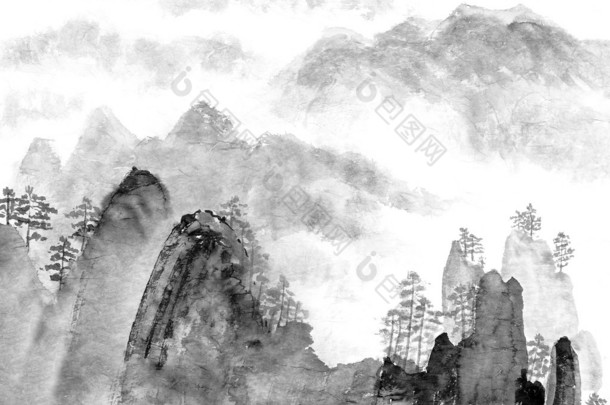 中国绘画的山和云