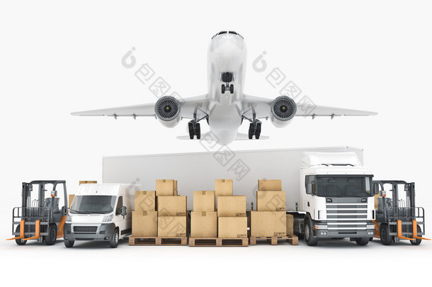 世界宽货物运输概念。3d 渲染