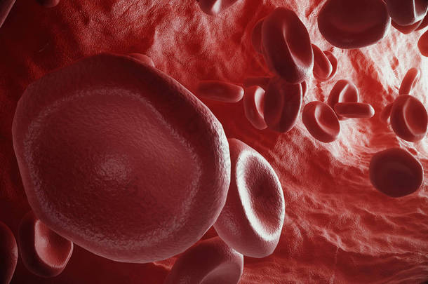 血红细胞中动脉，流概念人类健康医疗，3d 渲染的体内，