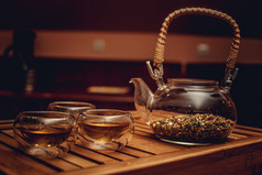 用草药玻璃中国茶壶