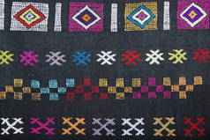 黑色苗族 (苗族) 少数民族布的传统地毯图案, 萨帕, 越南. 