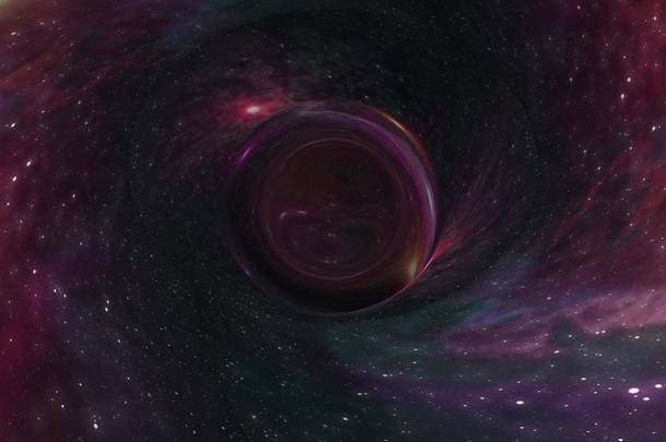 黑洞拉在星空间时间漏斗坑插图背景新质量通用科学酷漂亮的4k股票图像