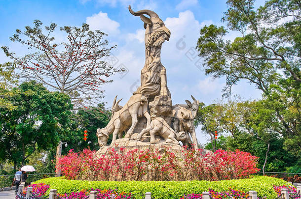 广州越秀公园五只山羊雕像