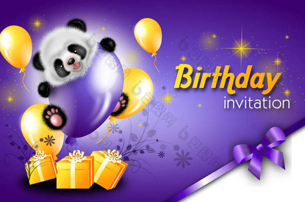 与熊猫生日邀请卡