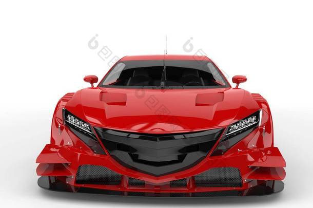 康奈尔大学红色概念超级跑车-正面特写