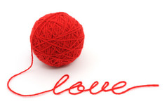 Thread ball with word 'love'