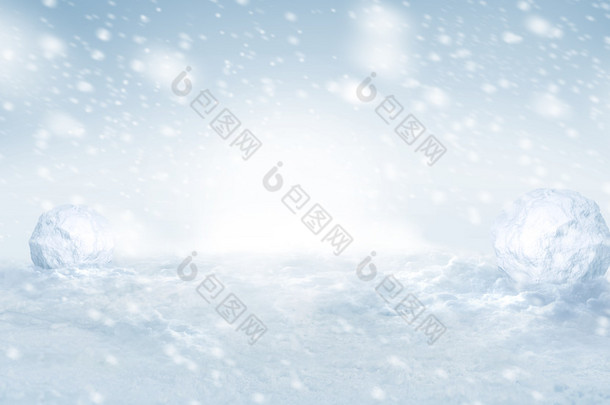 漂亮的冬季雪背景与 copyspace