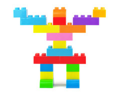 从玩具塑料彩色积木玩具机器人 