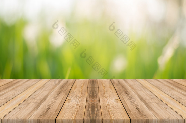 木板空表模糊在森林中的树木 — — 可用于显示或蒙太奇您的产品。春暖花开的时节。<strong>老式</strong>的滤波的图像.