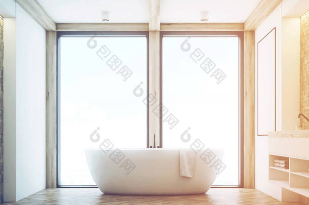 光瓷砖浴室，窗口，定了调子