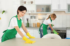 保洁团队清洁厨房