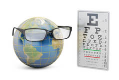 世界爱眼日概念，与地球地球和眼睛工商业污水附加费的眼镜