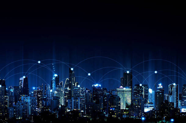 智能城市和无线通信网络连接的概念