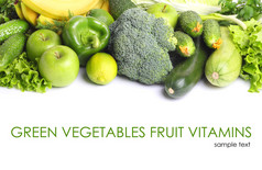 水果蔬菜绿色维生素孤立白色背景