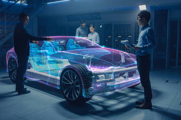 汽车设计<strong>工程师</strong>小组开发了增强型实境3D型电动车底盘样机。 汽车创新设施：3D概念车架，3D车体软件生成.