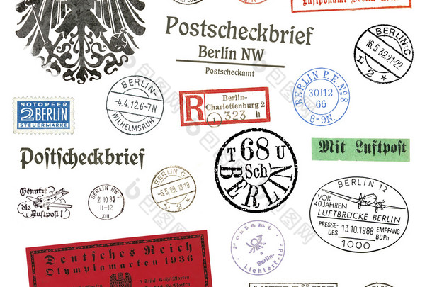 邮票和标签从柏林，德国