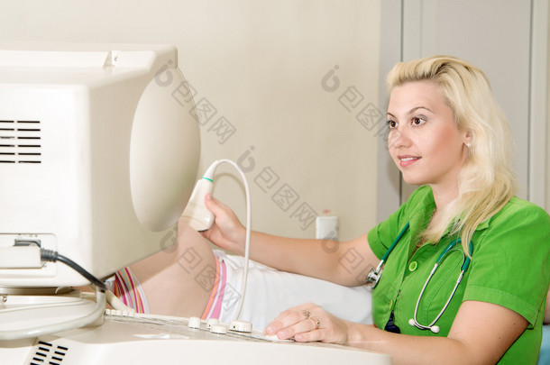 Ultrasound examination of of the pregnant woman,