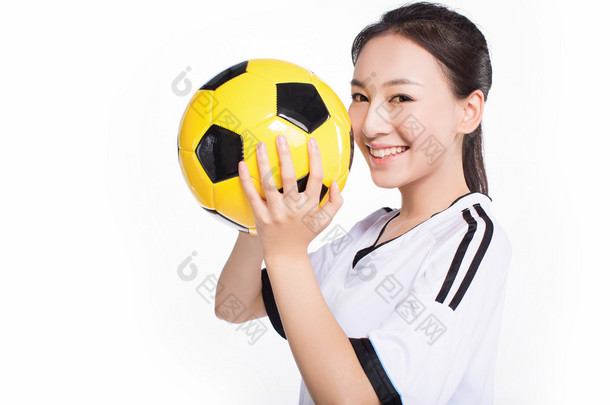 足球球的女人