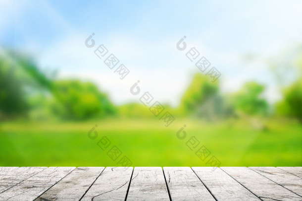 木头桌子顶部背景和绿色的 3d 渲染