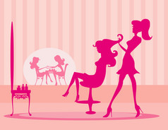  illustration of the beautiful woman in beauty salon