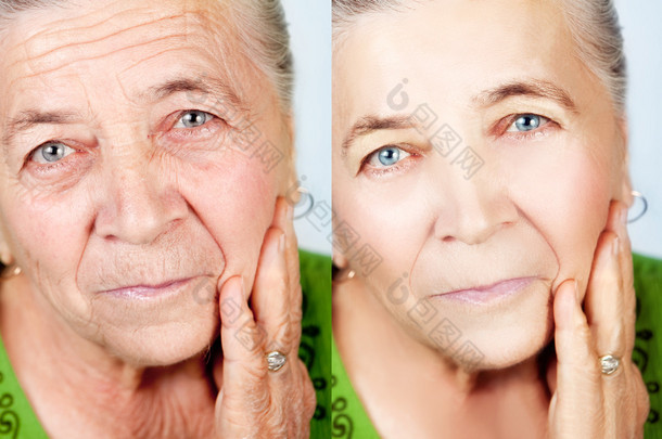 美容和护肤概念 — — 没有老化皱纹