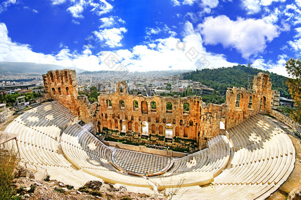 古代剧场在雅典卫城希腊，athnes