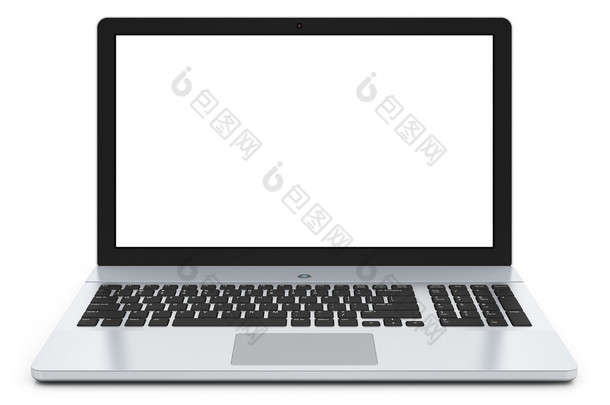 空白屏幕与金属笔记本电脑