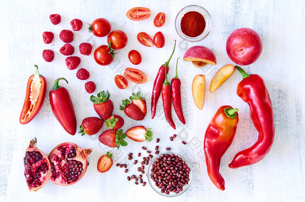 红色新鲜农产品蔬菜和水果