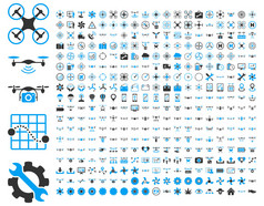 空中无人机和四管工具图标