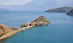Landscape of Lugu lake with the mountains