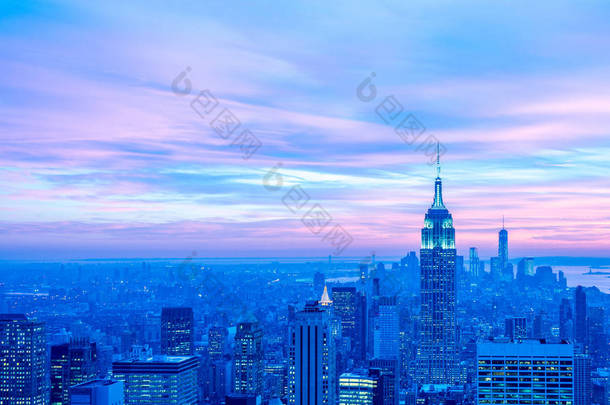 日落时分的曼哈顿纽约风景
