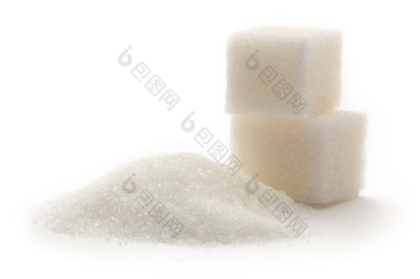 糖在白色背景上的多维数据集